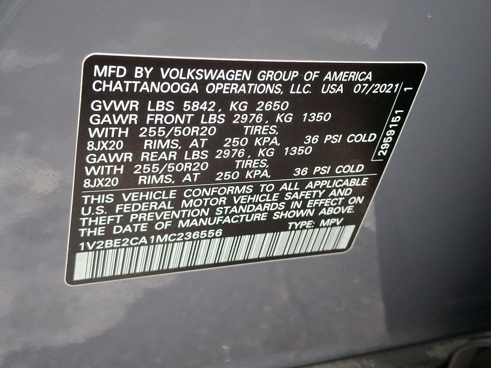 2021 Volkswagen Atlas Cross Sport 3.6L V6 SEL