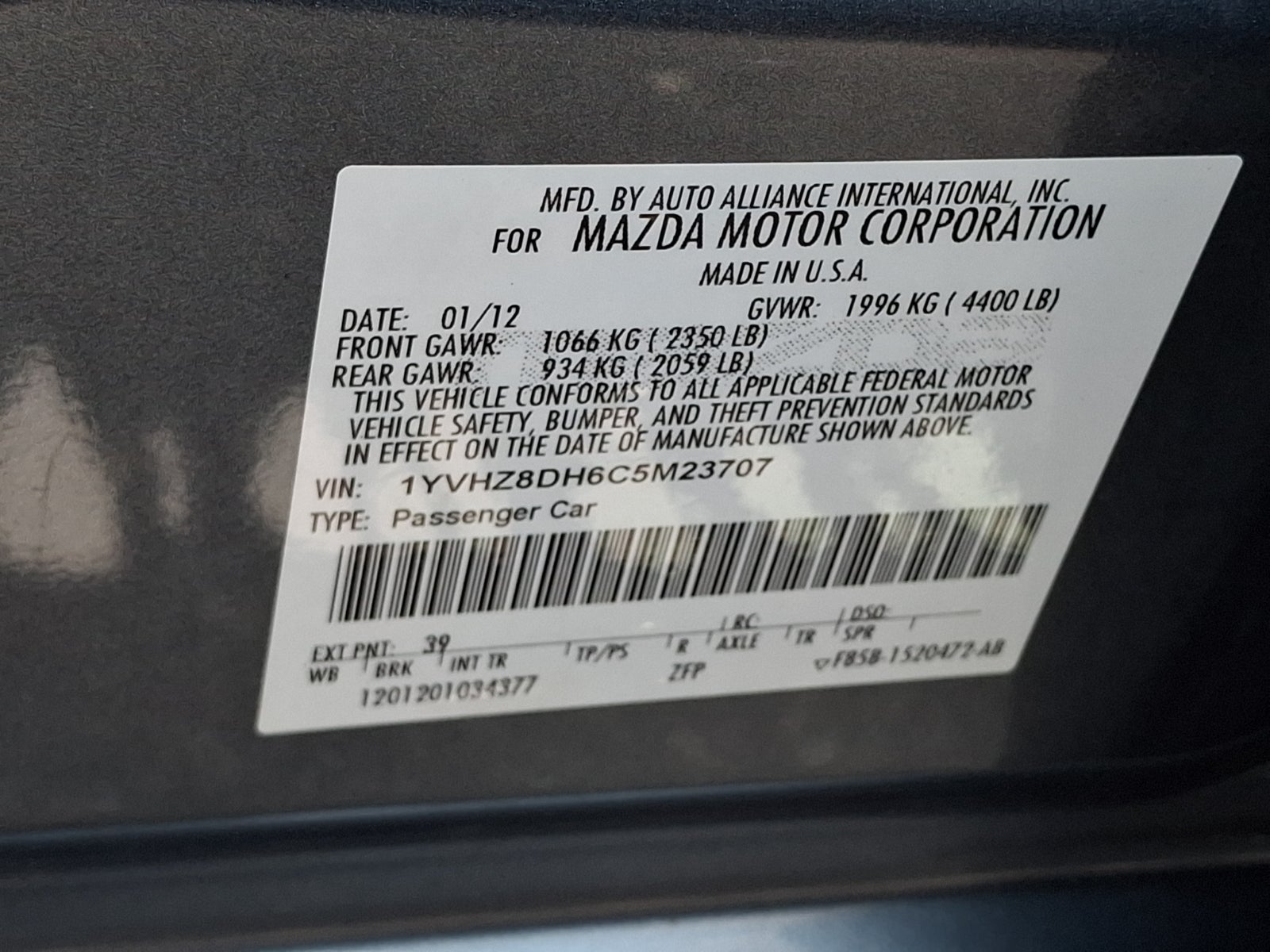 2012 Mazda Mazda6 i Touring