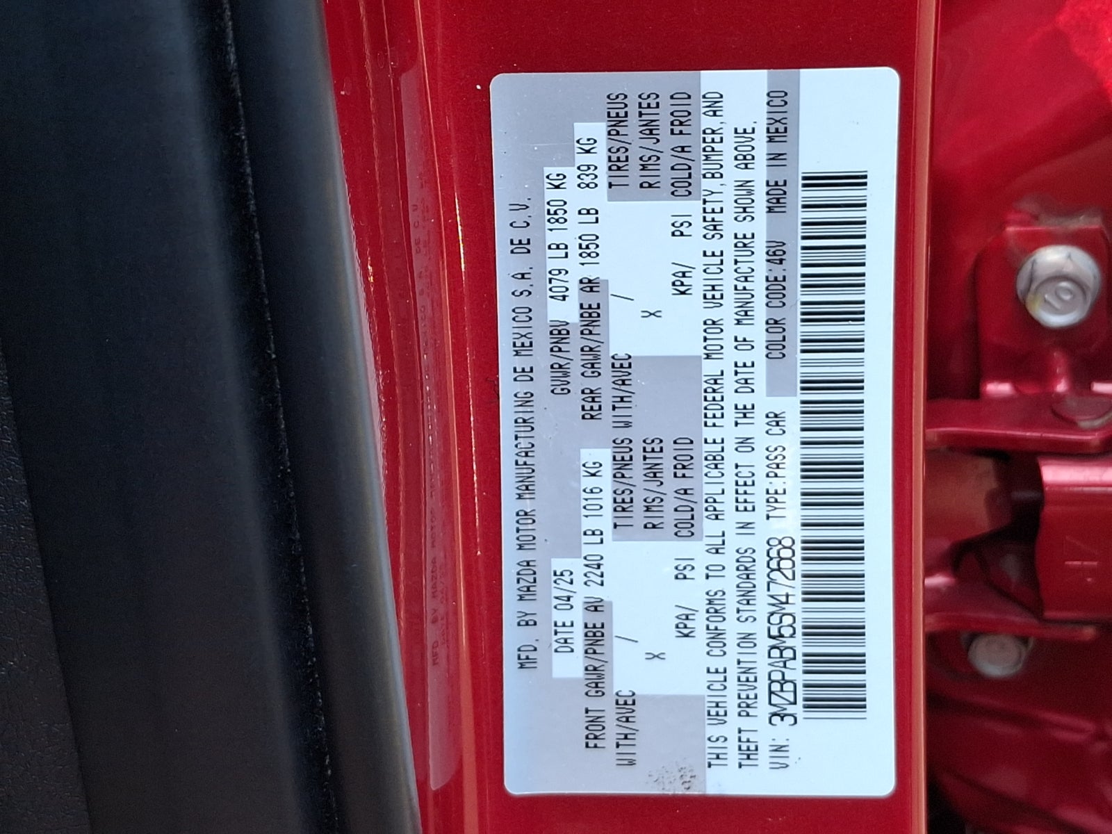 2025 Mazda Mazda3 Sedan 2.5 S Select Sport