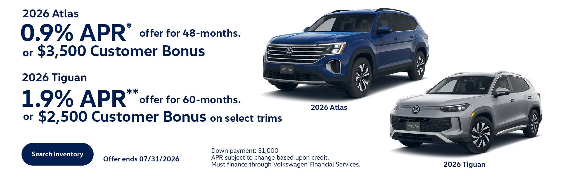 Atlas and Tiguan