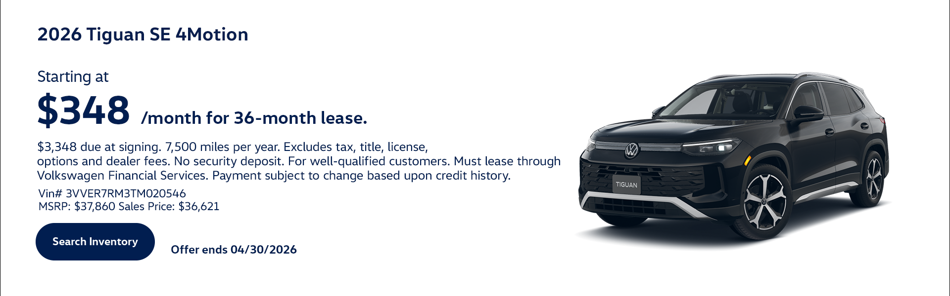 2026 Tiguan SE 4motion Lease